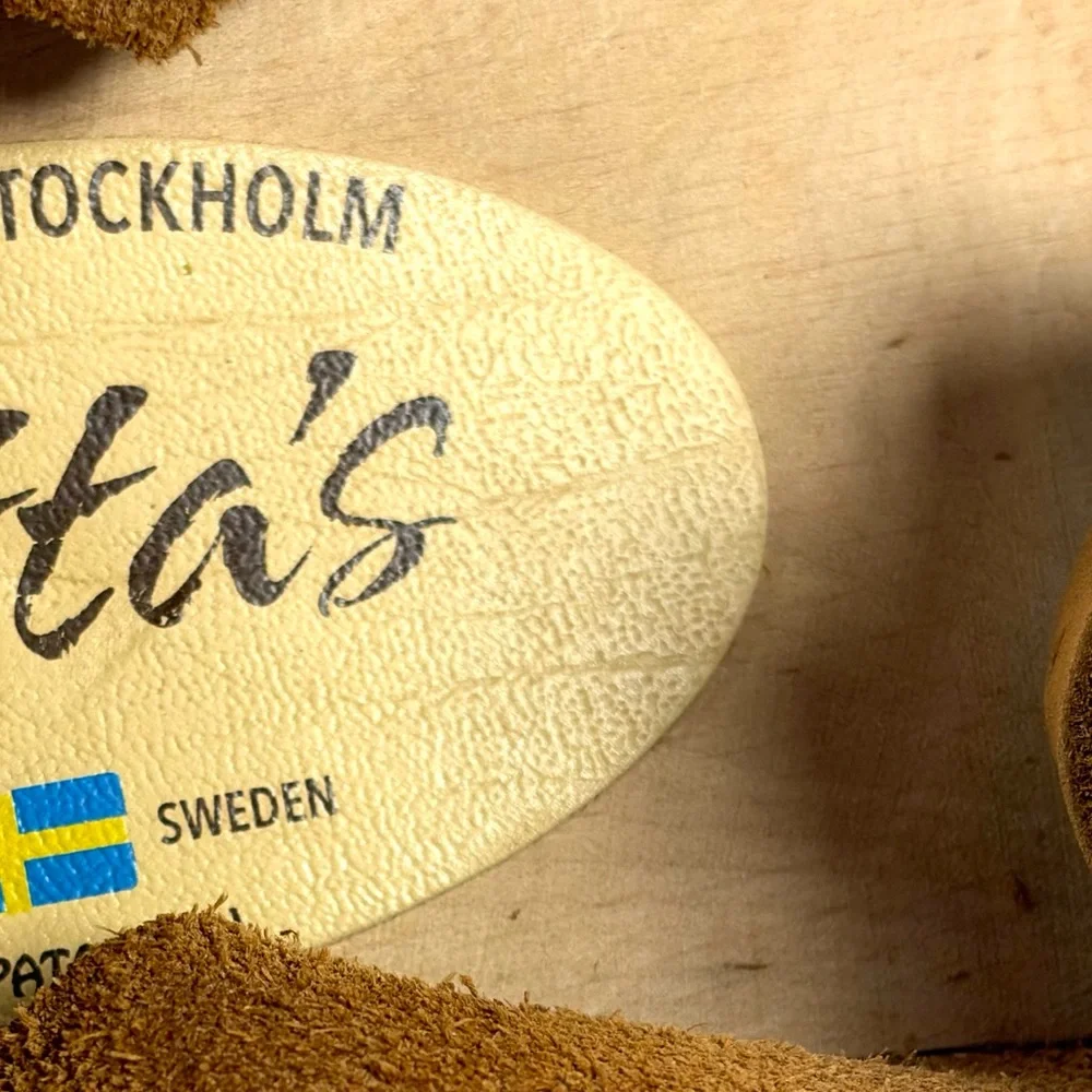 Lotta From Stockholm Wooden Clog Sandals Womens EU 40 Brown Leather Ankle Strap - Picture 2 of 10